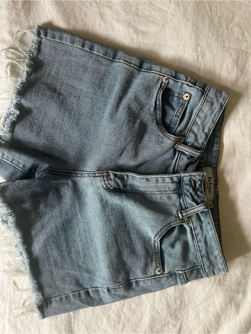 Light Wash Denim Shorts - Light Blue